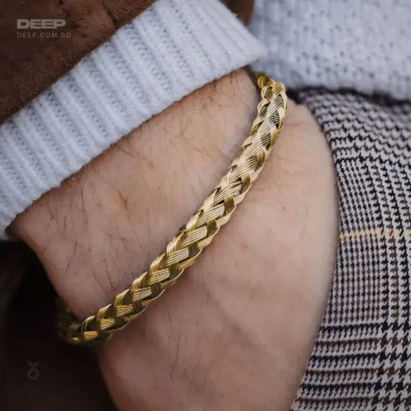 Steel Twisted Wire Cuff Bracelet in Golden Color