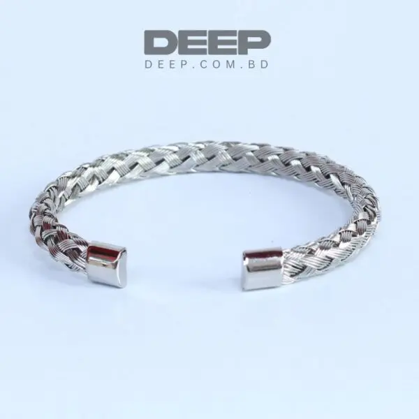 Steel Twisted Wire Cuff Bracelet in Silver Color