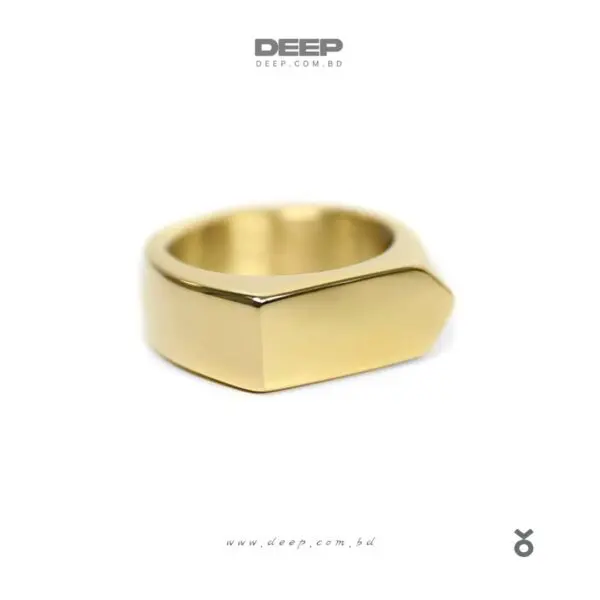 Trendy Smooth Polished Golden Titanium Finger Ring For Men 1
