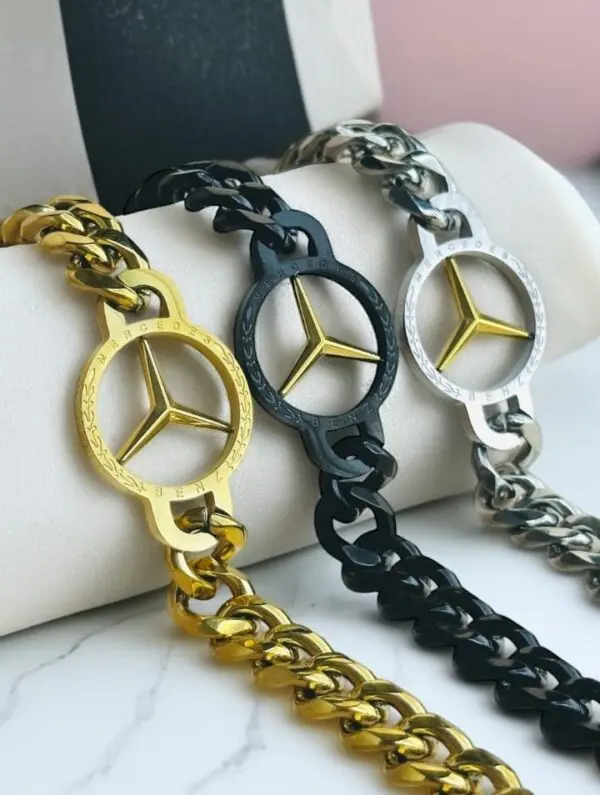 Golden-Color-Mercedes-Benz-Bracelet-For-Man