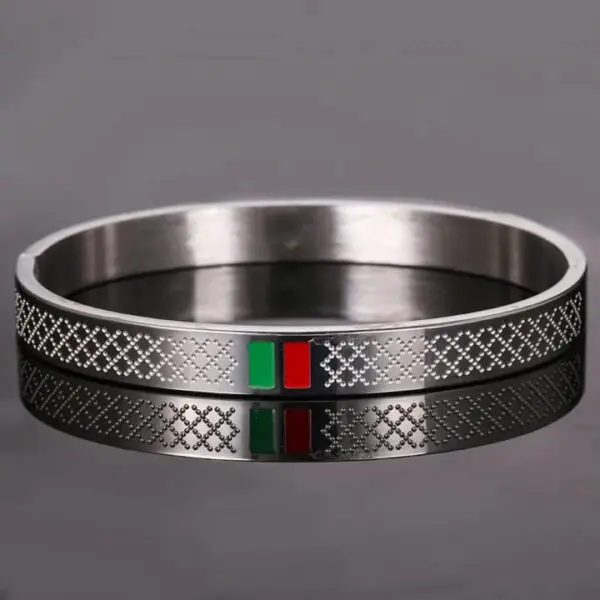 Luxury Gucci Stripe Bangle Stainless Silver bracelet