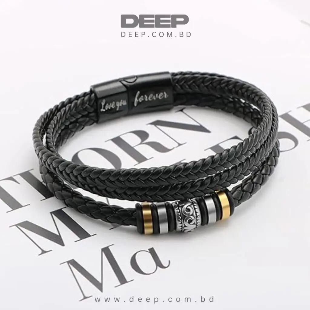Titanium Steel Magnetic Clasp Leather Braided Bracelet Men's Casual Fashion Bracelet