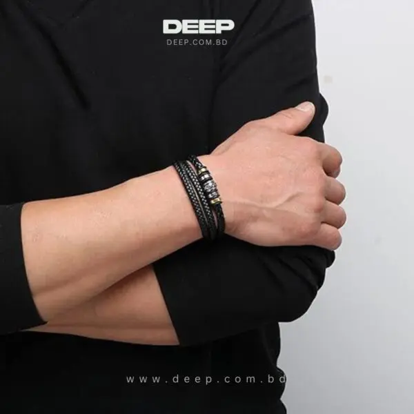 Titanium Steel Magnetic Clasp Leather Braided Bracelet Men's Casual Fashion Bracelet