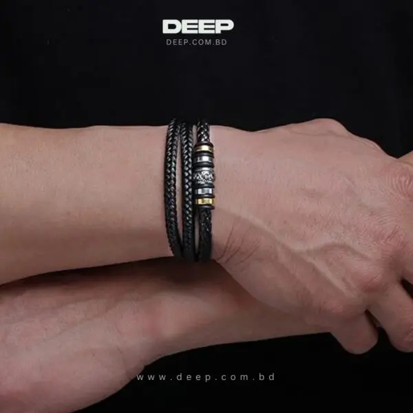 Titanium Steel Magnetic Clasp Leather Braided Bracelet Men's Casual Fashion Bracelet