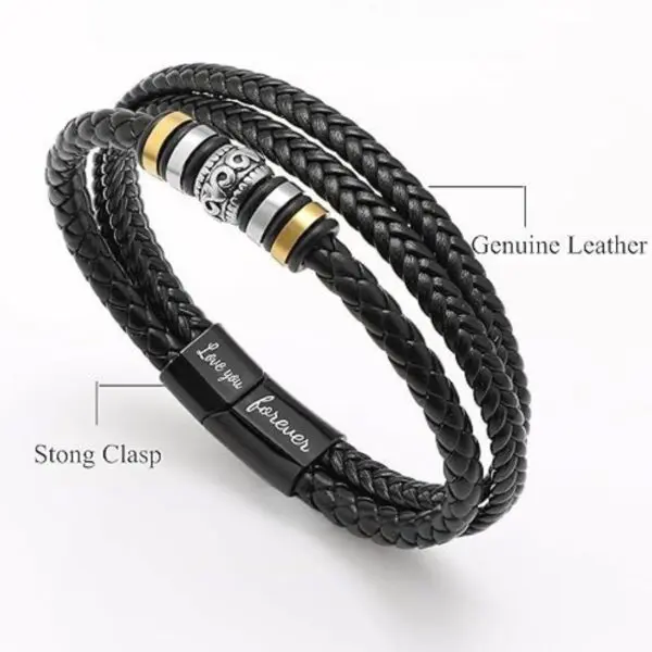 Titanium Steel Magnetic Clasp Leather Braided Bracelet Men's Casual Fashion Bracelet