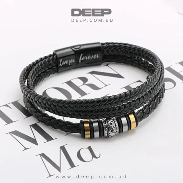 Titanium Steel Magnetic Clasp Leather Braided Bracelet Men's Casual Fashion Bracelet