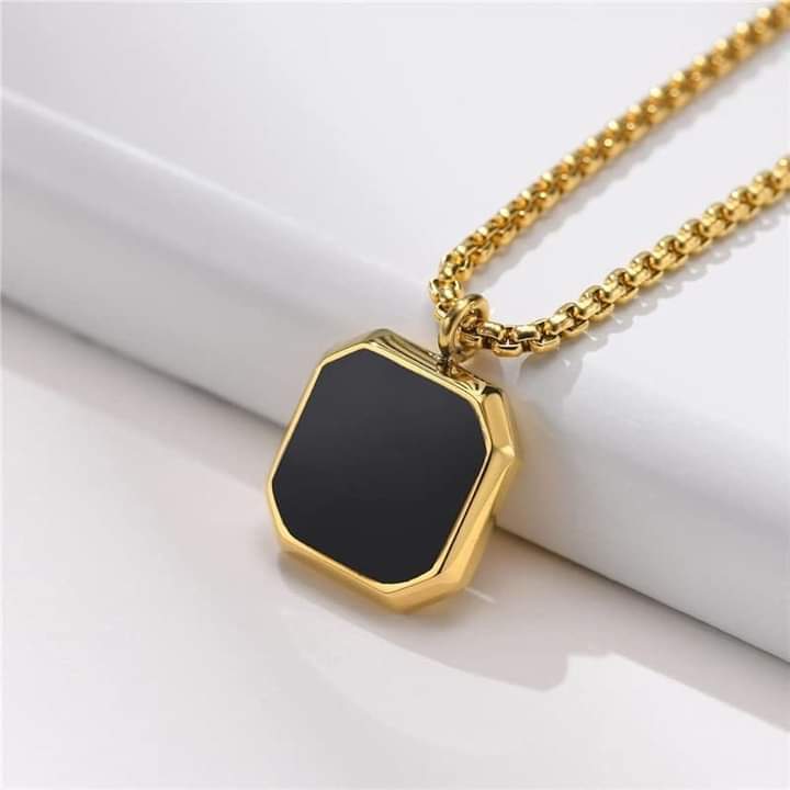 Gold Plated Stainless Steel Necklace Square Rectangle Pendant Necklaces Rope Chain