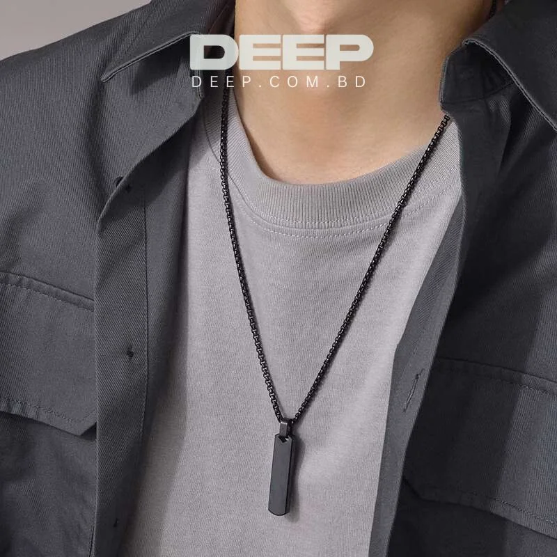 Simple pendant stainless steel for men dimensional rectangular bar geometric necklace