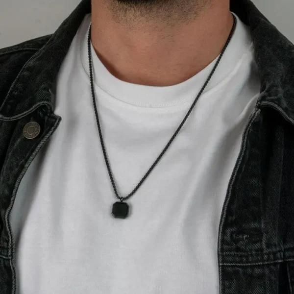 Black Onyx Stone Necklace for Men deep com bd