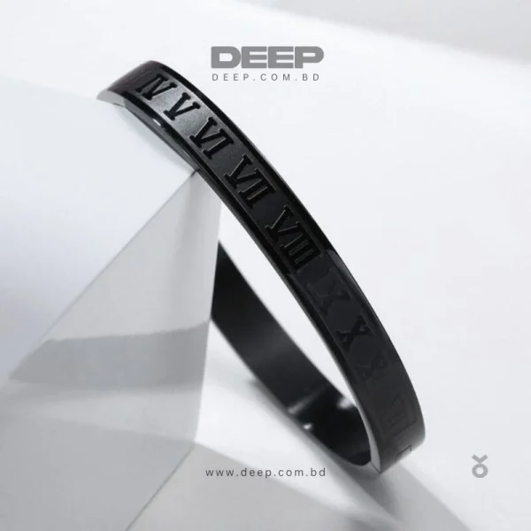 Classic Men Women Stainless Steel Black Roman NUmber Bracelet 2 deep com bd