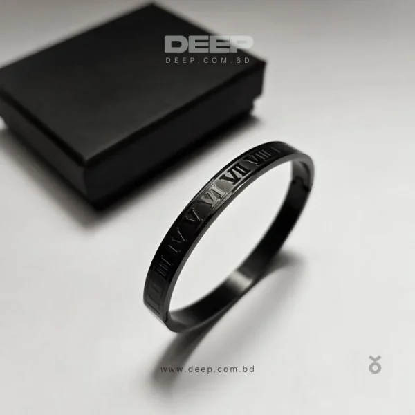 Classic Men Women Stainless Steel Black Roman NUmber Bracelet 2 deep com bd