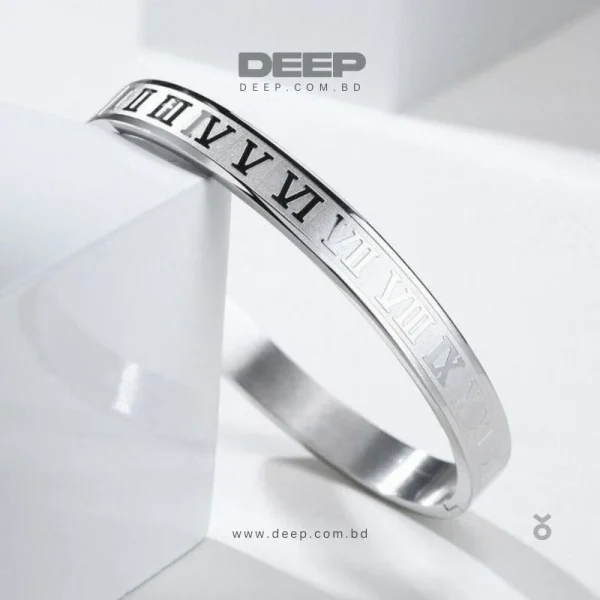 Classic Men Women Stainless Steel Silver Roman Number Bracelet