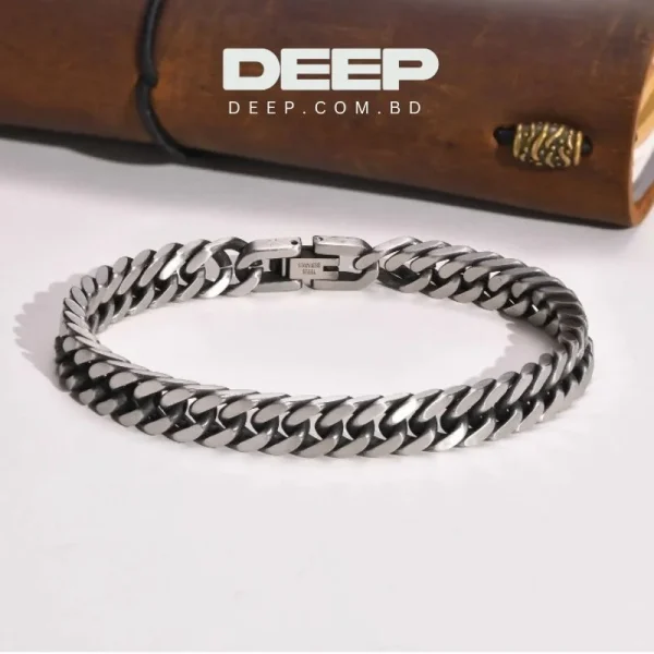 Retro Silver Color Stainless Steel Cuban Chain Bracelets For Men