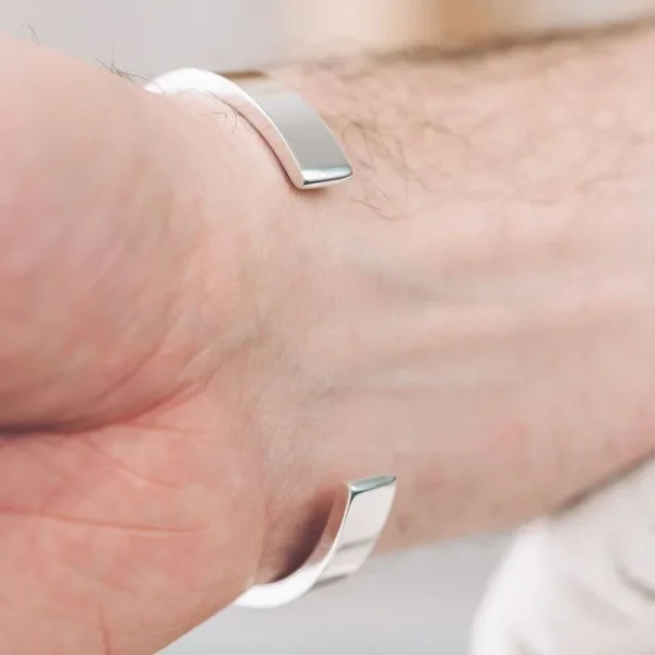 Silver Color Men's Stainless Steel Cuff Bracelet for men