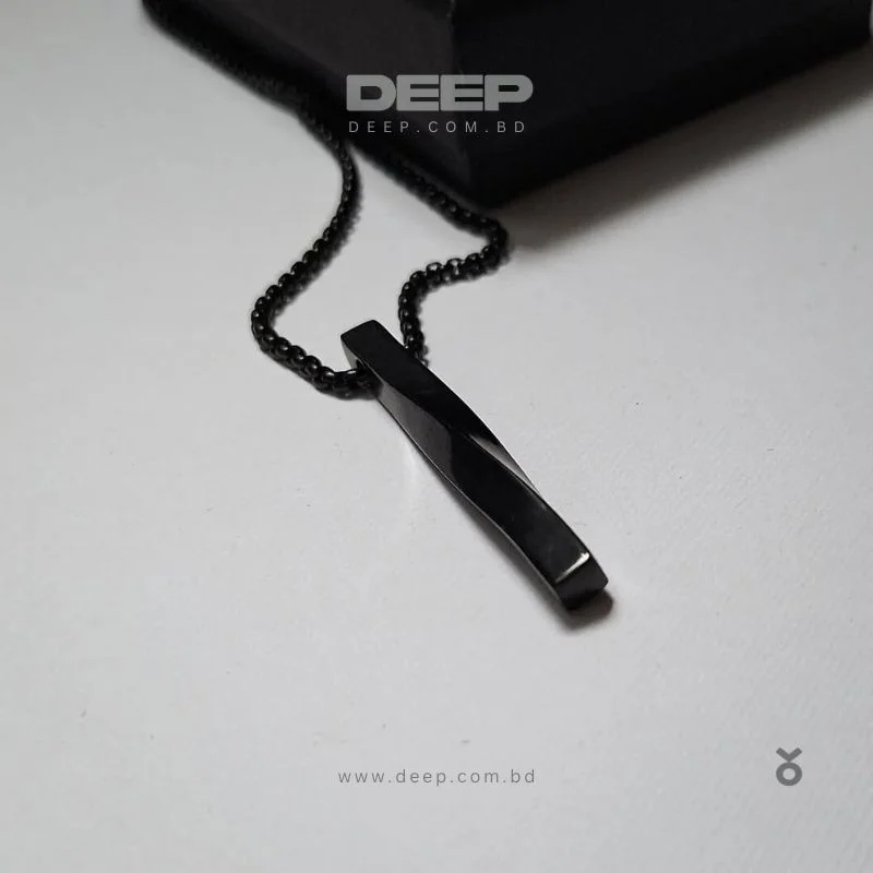 Simple Rectangular Pendant Black Necklace Fashion for Men