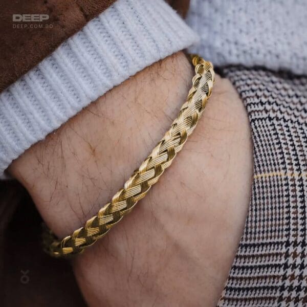 Steel Twisted Wire Cuff Bracelet in Golden Color
