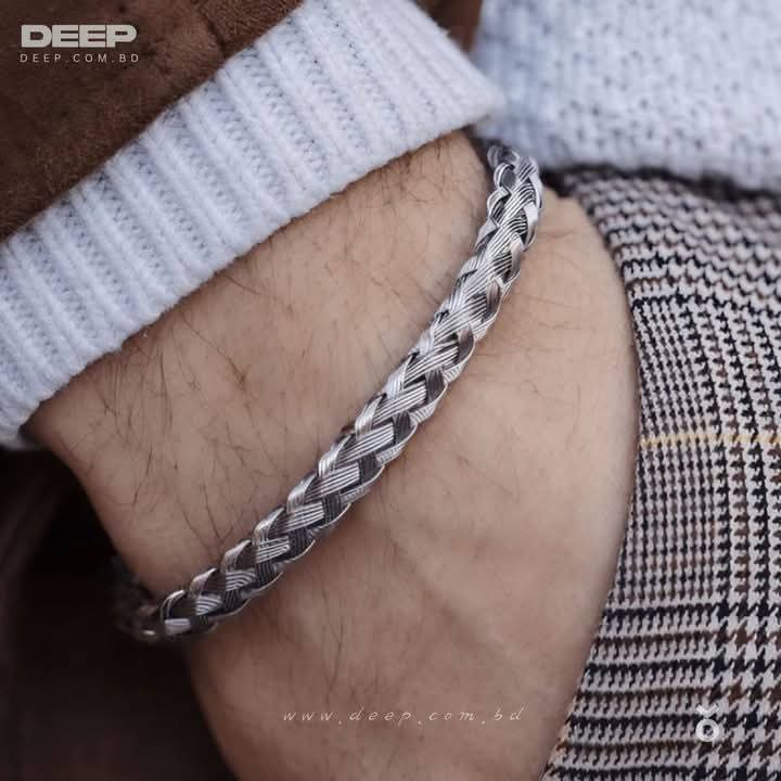 Steel Twisted Wire Cuff Bracelet in Silver Color