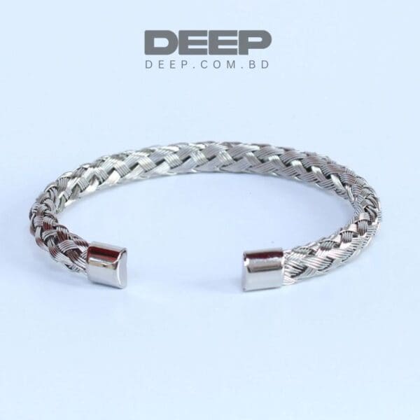 Steel Twisted Wire Cuff Bracelet in Silver Color