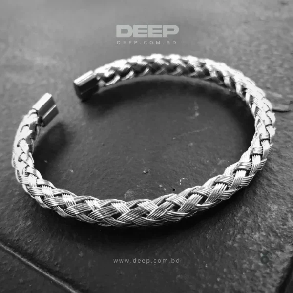 Steel Twisted Wire Cuff Bracelet in silver Color