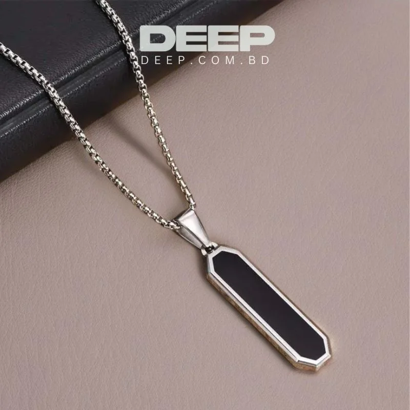 Trendy Stylish silver with black Neck Chain For Men