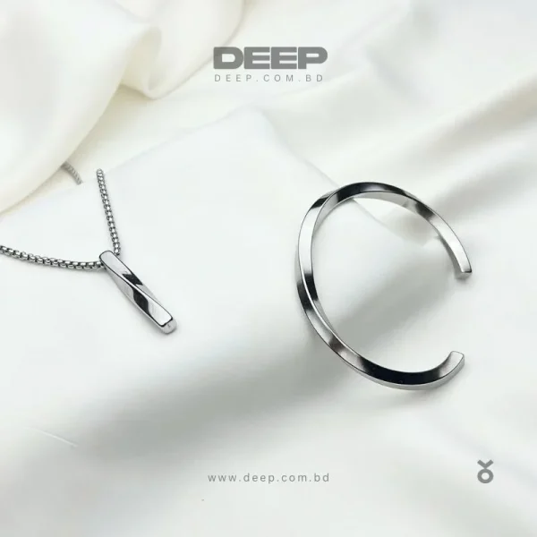 Twisted-Stainless-steel-bracelet-and-Pendant-combo