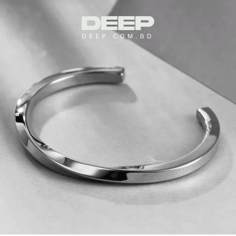 Vintage Mobius Twist Silver Bracelet For Men