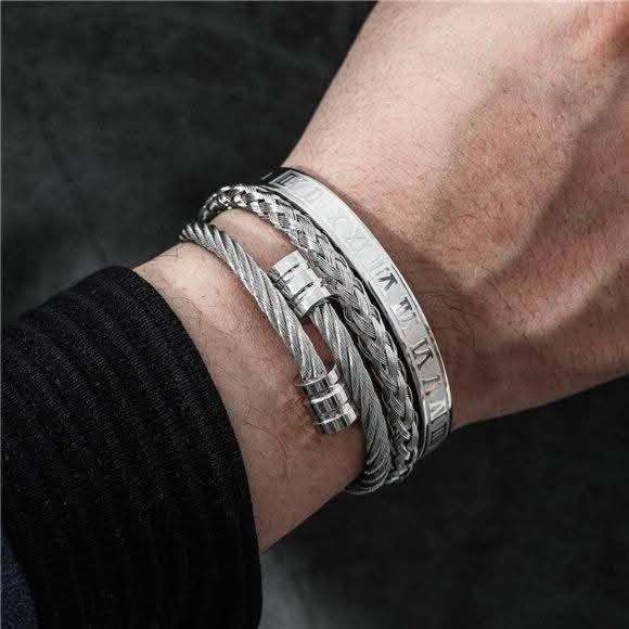 Cobra Snake Bone Bracelet Plated Silver Jewellery For Men