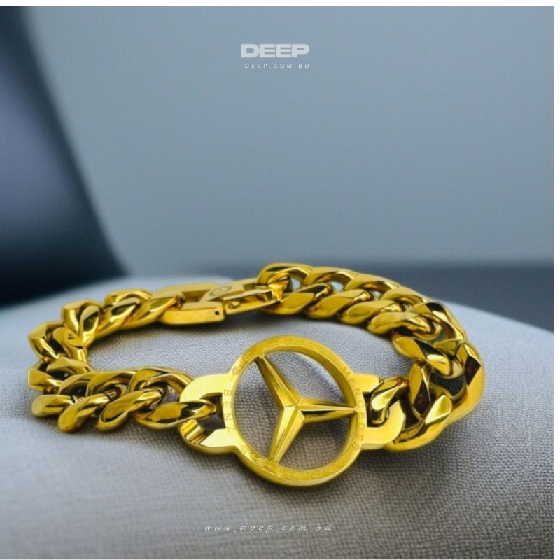 Golden-Color-Mercedes-Benz-Bracelet-For-Man