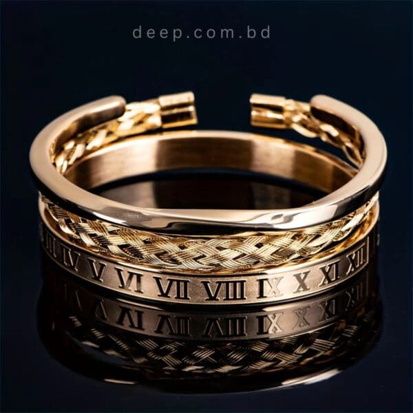 Luxury Golden Color 3pcs Set Stainless Steel Bracelet For men
