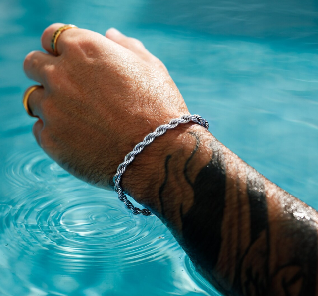 Silver Color Rope Chain Bracelet for man - DEEP