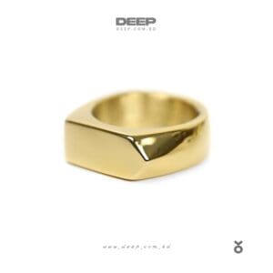 Trendy Smooth Polished Golden Titanium Finger Ring For Men 1