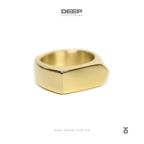 Trendy Smooth Polished Golden Titanium Finger Ring For Men 1