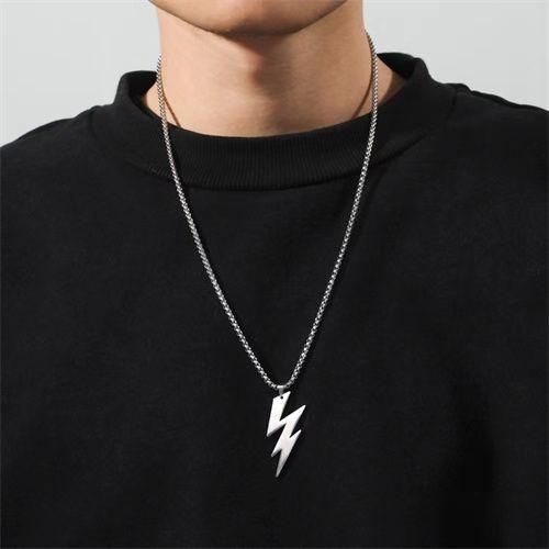 Flash Stainless Steel Pendant Chain Necklace For Man