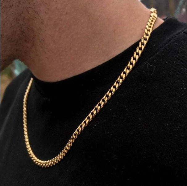 thin gold tone chain Hypoallergenic necklace