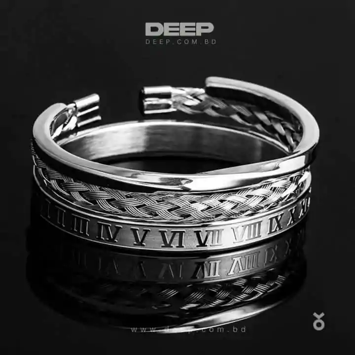 Luxury Sliver Color 3pcs Set Stainless Steel Bracelet For men - DEEP