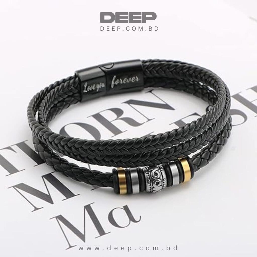 Titanium Steel Magnetic Clasp Leather Braided Bracelet Men's Casual Fashion Bracelet