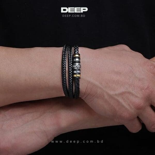 Titanium Steel Magnetic Clasp Leather Braided Bracelet Men's Casual Fashion Bracelet