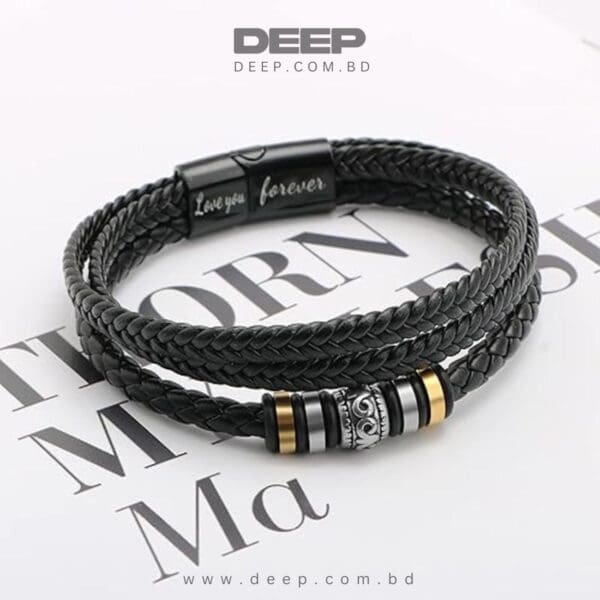 Titanium Steel Magnetic Clasp Leather Braided Bracelet Men's Casual Fashion Bracelet
